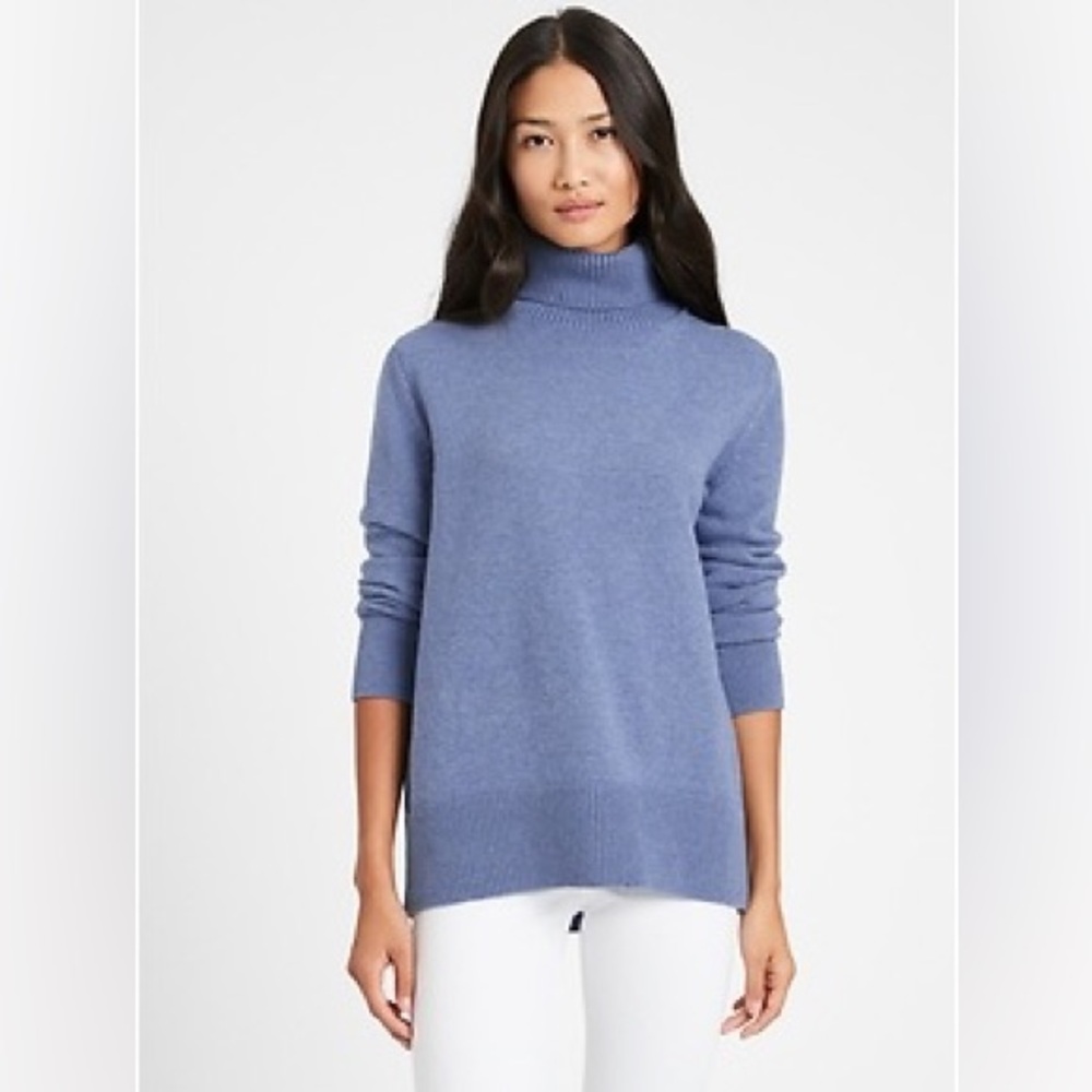 Banana Republic Relaxed Chunky Turtleneck Sweater Vintage Blue Size S